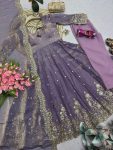 1MODERN FENDY SILK EMBROIDERY SEQUENCE WORK GOWN BOTTOM WITH DUPATTA FESTIVE WEAR WHOLESALE PRICE ETHNIC GARMENT (24)