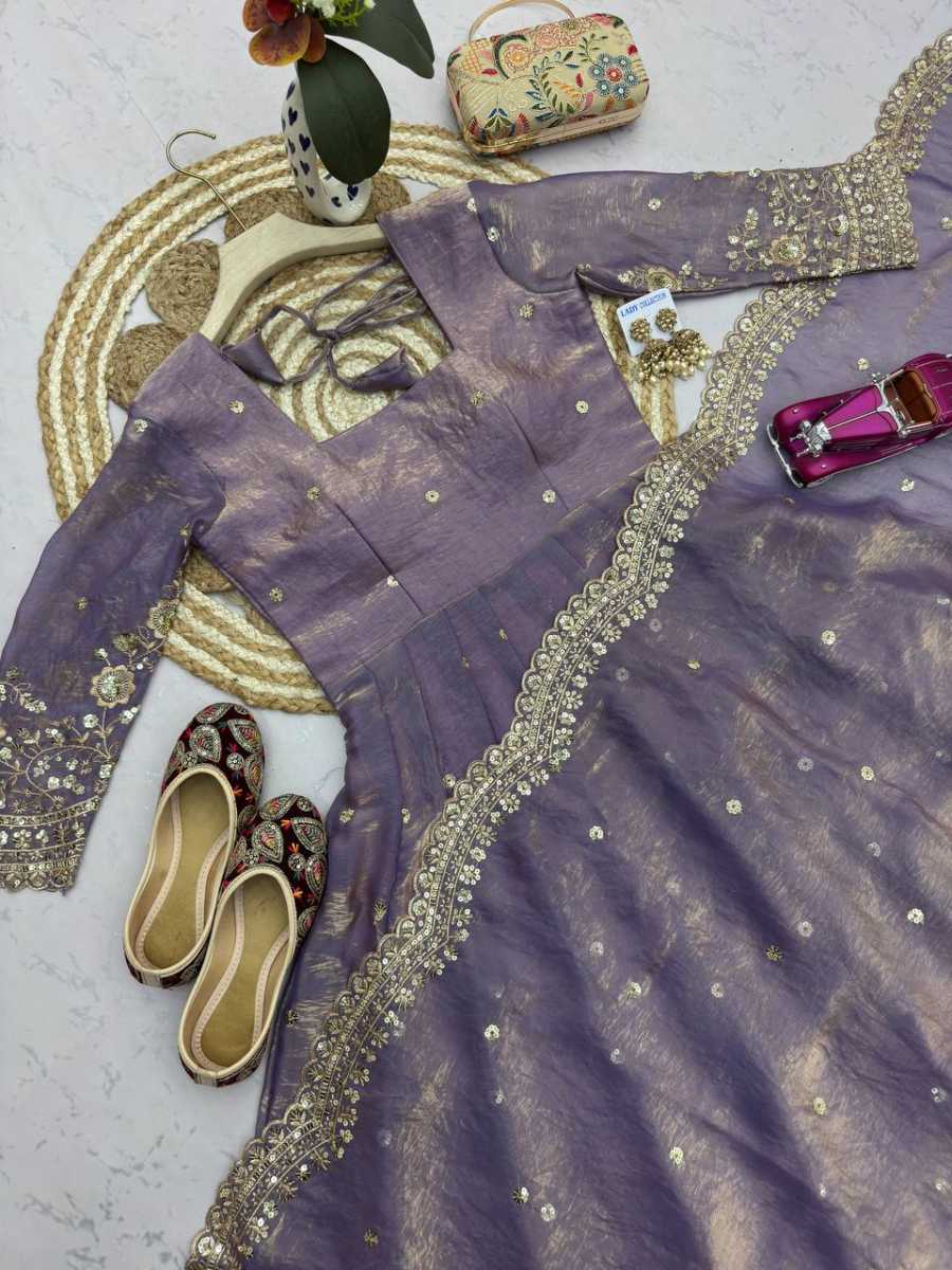 1MODERN FENDY SILK EMBROIDERY SEQUENCE WORK GOWN BOTTOM WITH DUPATTA FESTIVE WEAR WHOLESALE PRICE ETHNIC GARMENT (22)
