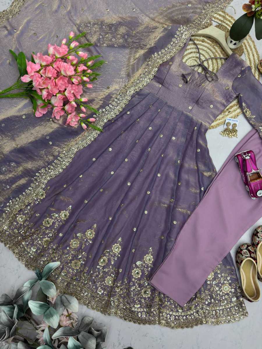1MODERN FENDY SILK EMBROIDERY SEQUENCE WORK GOWN BOTTOM WITH DUPATTA FESTIVE WEAR WHOLESALE PRICE ETHNIC GARMENT (23)