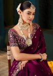 1MODERN FENDY SILK EMBROIDERY WORK CUT WORK SAREE WITH UNSTITCHED BLOUSE WEDDING WEAR WHOLESALE PRICE ETHNIC GARMENT (3)