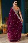 1MODERN FENDY SILK EMBROIDERY WORK CUT WORK SAREE WITH UNSTITCHED BLOUSE WEDDING WEAR WHOLESALE PRICE ETHNIC GARMENT (3)