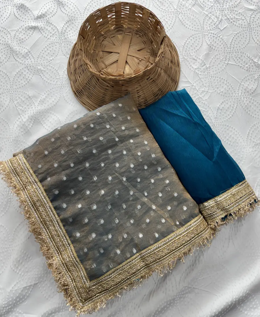 1MODERN JACQUARD BUTTI SILK FANCY LACE BORDER WORK SAREE WITH UNSTITCHED BLOUSE PARTY WEAR WHOLESALE PRICE ETHNIC GARMENT (22)1