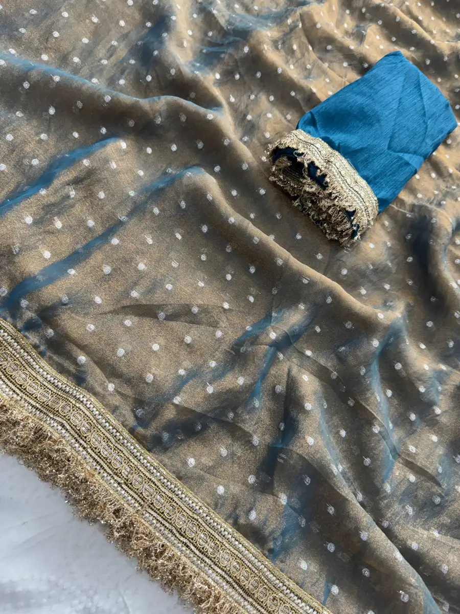 1MODERN JACQUARD BUTTI SILK FANCY LACE BORDER WORK SAREE WITH UNSTITCHED BLOUSE PARTY WEAR WHOLESALE PRICE ETHNIC GARMENT (25)1