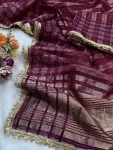 1MODERN TISSUE SILK WEAVING SEQUENCE AND RIBBON WITH FANCY LACE BORDER WORK SAREE WITH UNSTITCHED BLOUSE FESTIVE WEAR WHOLESALE PRICE ETHNIC GARMENT (2)