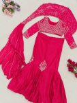 1NEW ARRIVAL CHINON SILK EMBROIDERY SEQUENCE WORK LEHENGA SAREE WITH STITCHED BLOUSE ATTACHED PALLU PARTY WEAR WHOLESALE PRICE ETHNIC GARMENT (8)