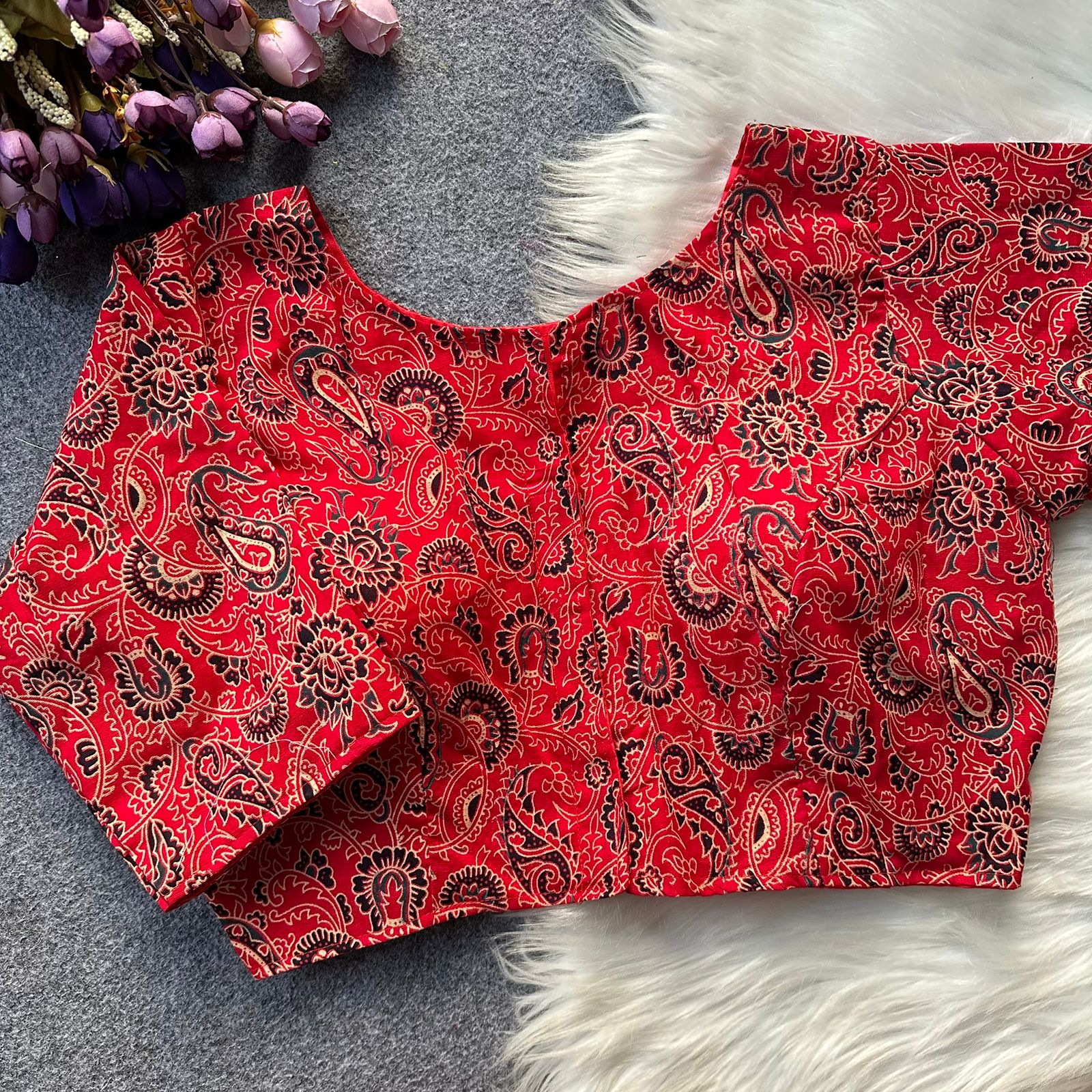 1NEW ARRIVAL COTTON AJRAKH PRINT WORK STITCHED BLOUSE FESTIVE WEAR WHOLESALE PRICE ETHNIC GARMENT (2)