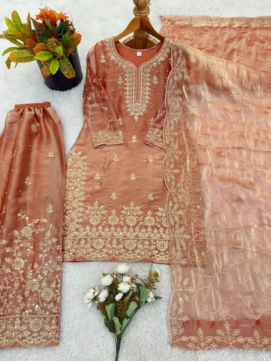 1NEW ARRIVAL GMY SILK EMBROIDERY SEQUENCE WORK MOTHDER DAUGHTER SET FESTIVE WEAR WHOLESALE PRICE ETHNIC GARMENT (7)