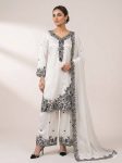 RICH LOOK FRENCH CREPE SEQUENCE EMBROIDERY WORK TOP PALAZZO WITH DUPATTA WHITE