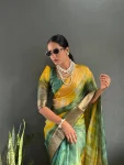 1RICH LOOK SHIMMER SILK ANMOL ZARI PATTI WORK SAREE WITH UNSTITCHED BLOUSE FESTIVE WEAR WHOLESALE PRICE ETHNIC GARMENT (15)