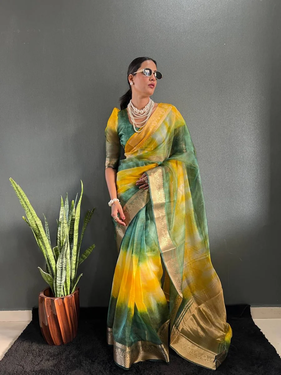 1RICH LOOK SHIMMER SILK ANMOL ZARI PATTI WORK SAREE WITH UNSTITCHED BLOUSE FESTIVE WEAR WHOLESALE PRICE ETHNIC GARMENT (15)