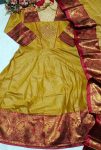 1TRADITIONAL KANCHI COTTON ZARI KANCHI BORDER WORK GOWN WITH DUPATTA WEDDING WEAR WHOLESALE PRICE ETHNIC GARMENT (5)