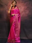 1TRENDING BANARASI LICHI SILK JACQUARD WORK SAREE WITH UNSTITCHED BLOUSE FESTIVE WEAR WHOLESALE PRICE ETHNIC GARMENT (15)