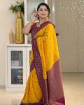 1TRENDING BANARASI LICHI SILK JACQUARD WORK SAREE WITH UNSTITCHED BLOUSE FESTIVE WEAR WHOLESALE PRICE ETHNIC GARMENT (5)