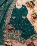 1TRENDING CRUNCHY SILK EMBROIDERY SEQUENCE ZARI WORK GOWN BOTTOM WITH DUPATTA FESTIVE WEAR WHOLESALE PRICE ETHNIC GARMENT (7)