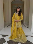1TRENDING GMY SILK EMBROIDERY SEQUENCE WITH REAL MIRROR HAND WORK TOP SHARARA WITH DUPATTA FESTIVE WEAR WHOLESALE PRICE ETHNIC GARMENT (42)