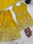 1TRENDING GMY SILK EMBROIDERY SEQUENCE WITH REAL MIRROR HAND WORK TOP SHARARA WITH DUPATTA FESTIVE WEAR WHOLESALE PRICE ETHNIC GARMENT (42)
