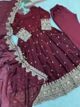 22DESIGNER FENDY SATIN SILK EMBROIDERY CODING AND SEQUENCE WORK GOWN BOTTOM WITH DUPATTA FESTIVE WEAR WHOLESALE PRICE ETHNIC GARMENT (3)