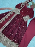 22DESIGNER FENDY SATIN SILK EMBROIDERY CODING AND SEQUENCE WORK GOWN BOTTOM WITH DUPATTA FESTIVE WEAR WHOLESALE PRICE ETHNIC GARMENT (3)