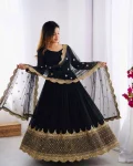 25DESIGNER GEORGETTE EMBROIDERY SEQUENCE WORK GOWN WITH DUPATTA FESTIVE WEAR WHOLESALE PRICE ETHNIC GARMENT (15)