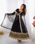 25DESIGNER GEORGETTE EMBROIDERY SEQUENCE WORK GOWN WITH DUPATTA FESTIVE WEAR WHOLESALE PRICE ETHNIC GARMENT (15)