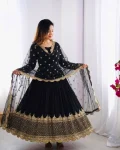 25DESIGNER GEORGETTE EMBROIDERY SEQUENCE WORK GOWN WITH DUPATTA FESTIVE WEAR WHOLESALE PRICE ETHNIC GARMENT (15)