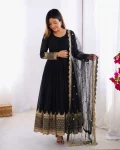 25DESIGNER GEORGETTE EMBROIDERY SEQUENCE WORK GOWN WITH DUPATTA FESTIVE WEAR WHOLESALE PRICE ETHNIC GARMENT (15)
