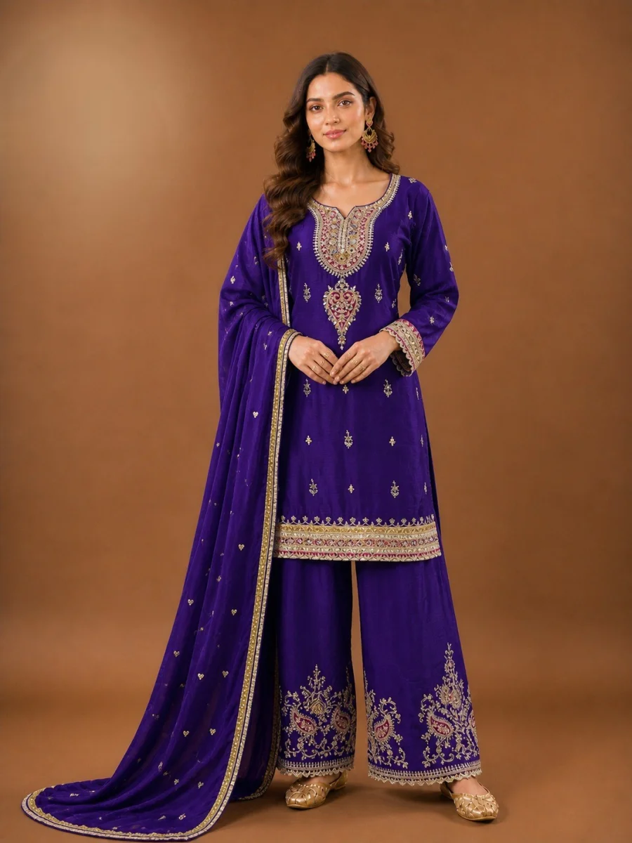 2DESIGNER CHINON EMBROIDERY CODING WITH SEQUENCE WORK TOP PATIYALA WITH DUPATTA FESTIVE WEAR WHOLESALE PRICE ETHNIC GARMENT (4)