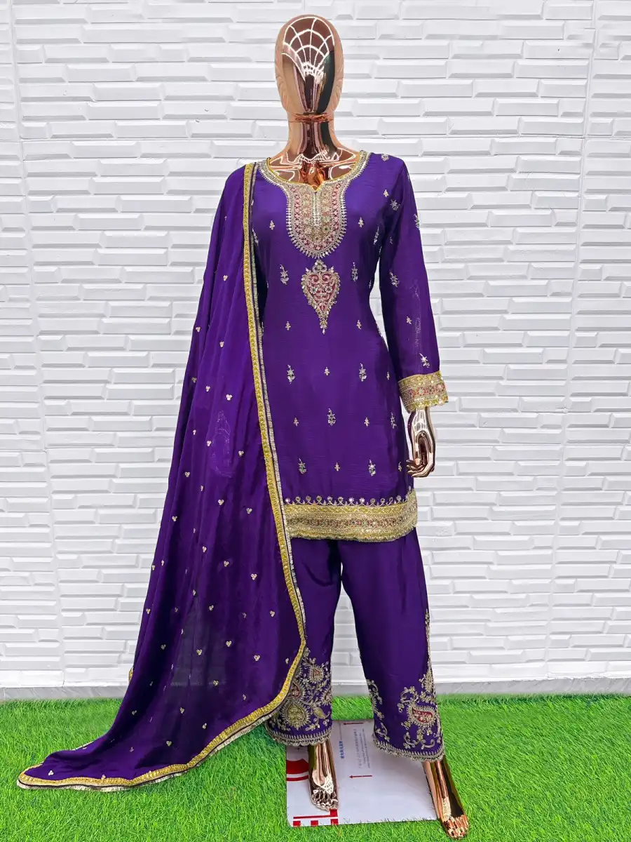 2DESIGNER CHINON EMBROIDERY CODING WITH SEQUENCE WORK TOP PATIYALA WITH DUPATTA FESTIVE WEAR WHOLESALE PRICE ETHNIC GARMENT (5)