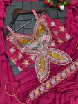 2DESIGNER CREPE EMBROIDERY WORK READY TO WEAR SAREE WITH STITCHED BLOUSE PARTY WEAR WHOLESALE PRICE ETHNIC GARMENT (12)