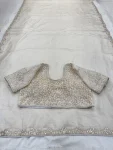 2DESIGNER FENDY SATIN SILK BEADS & SEQUENCE EMBROIDERY WORK LACE BORDER SAREE WITH STITCHED BLOUSE WEDDING WEAR WHOLESALE PRICE ETHNIC GARMENT (44)