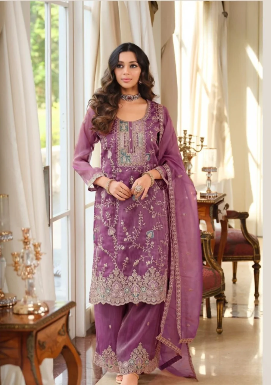 2DESIGNER FENDY SILK CODING SEQUENCE & THREAD WORK TOP BOTTOM WITH DUPATTA FESTIVE WEAR WHOLESALE PRICE ETHNIC GARMENT (13)