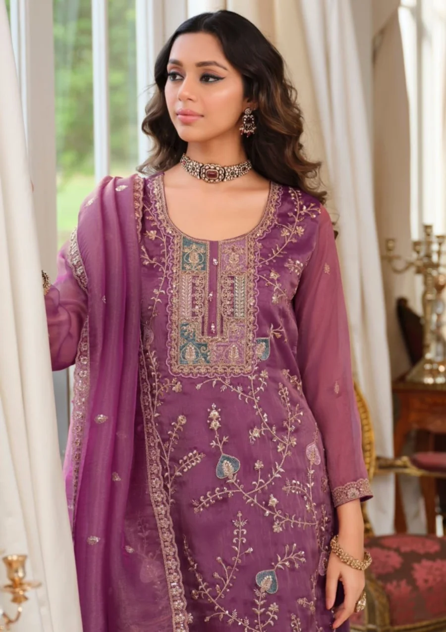 2DESIGNER FENDY SILK CODING SEQUENCE & THREAD WORK TOP BOTTOM WITH DUPATTA FESTIVE WEAR WHOLESALE PRICE ETHNIC GARMENT (15)