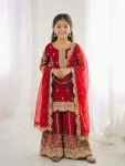 2DESIGNER FENDY SILK EMBROIDERY CODING AND SEQUENCE WORK MOTHER DAUGHTER SET FESTIVE WEAR WHOLESALE PRICE ETHNIC GARMENT (4)
