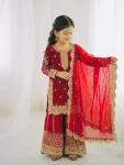 2DESIGNER FENDY SILK EMBROIDERY CODING AND SEQUENCE WORK MOTHER DAUGHTER SET FESTIVE WEAR WHOLESALE PRICE ETHNIC GARMENT (4)