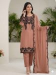 DESIGNER GEORGETTE SEQUENCE EMBROIDERY WORK TOP BOTTOM WITH DUPATTA CHIKU