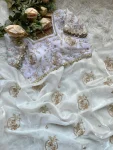 2DESIGNER SPACE SILK EMBROIDERY BEADS WORK HEAVY BUTTA WITH TONE ARC WORK SAREE WITH STITCHED BLOUSE WEDDING WEAR WHOLESALE PRICE ETHNIC GARMENT (8)