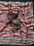 2DESIGNER SPACE SILK EMBROIDERY THREAD WORK BORDER SAREE WITH STITCHED BLOUSE WEDDING WEAR WHOLESALE PRICE ETHNIC GARMENT (7)