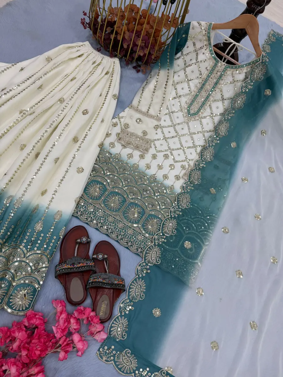 2DESIGNER STAR GEORGTTE EMBROIDERY 5 MM SEQUENCE WORK TOP PALAZZO WITH DUPATTA FESTIVE WEAR WHOLESALE PRICE ETHNIC GARMENT (29)