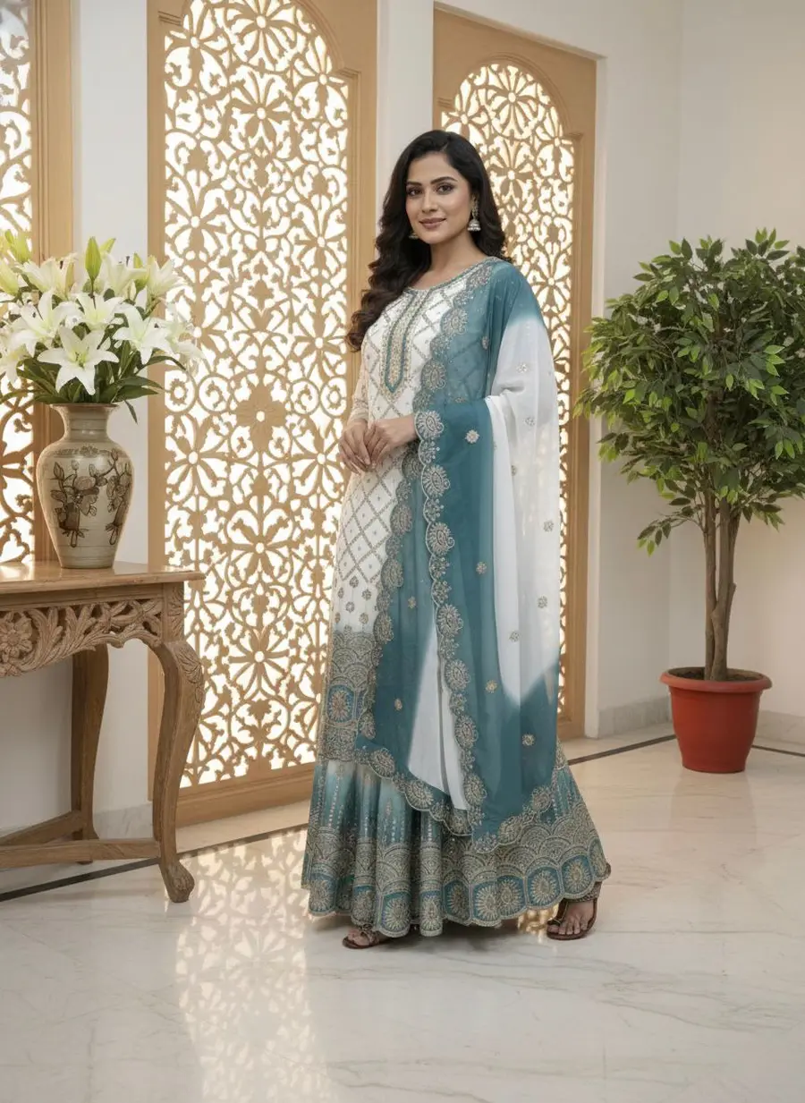 2DESIGNER STAR GEORGTTE EMBROIDERY 5 MM SEQUENCE WORK TOP PALAZZO WITH DUPATTA FESTIVE WEAR WHOLESALE PRICE ETHNIC GARMENT (32)