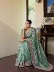 2DESIGNER TISSUE SILK EMBROIDERY WITH CUTWORK SAREE WITH UNSTITCHED BLOUSE WEDDING WEAR WHOLESALE PRICE ETHNIC GARMENT (25)