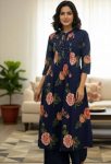 FANCY COTTON PRINT WORK CO-ORD SET BLACK
