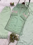 2FANCY MUL CHANDERI SEQUENCE EMBROIDERY WITH CUT WORK TOP PALAZZO WITH DUPATTA FESTIVE WEAR WHOLESALE PRICE ETHNIC GARMENT (26)