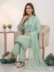 2FANCY MUL CHANDERI SEQUENCE EMBROIDERY WITH CUT WORK TOP PALAZZO WITH DUPATTA FESTIVE WEAR WHOLESALE PRICE ETHNIC GARMENT (26)