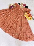 2FANCY MUL COTTON CHANDERI EMBROIDERY WORK ONE PIECE DRESS PARTY WEAR WHOLESALE PRICE ETHNIC GARMENT (14)