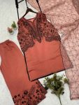 2FANCY MUL COTTON SEQUENCE EMBROIDERY WORK TOP PALAZZO WITH DUPATTA FESTIVE WEAR WHOLESALE PRICE ETHNIC GARMENT (9)