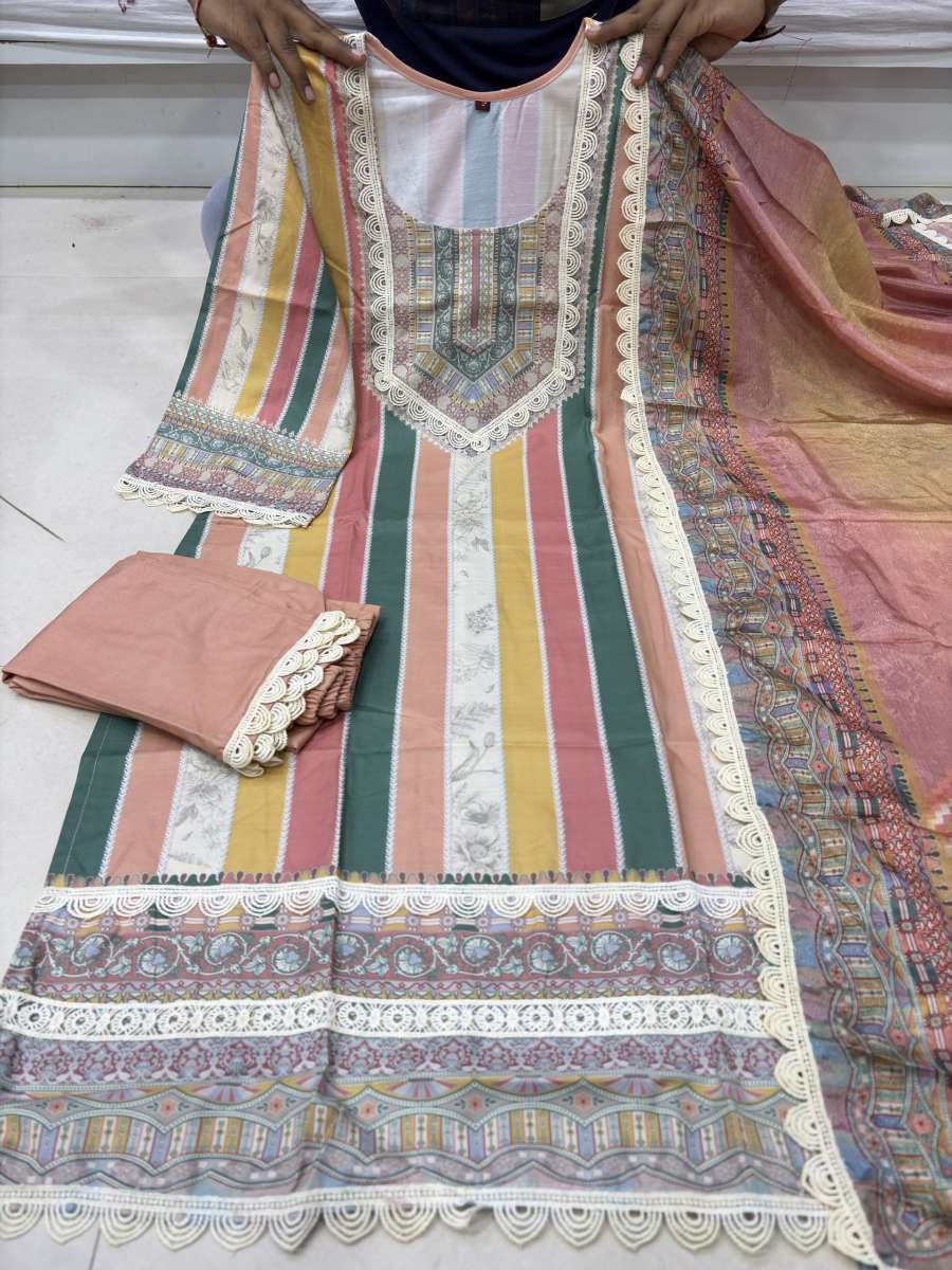 2FANCY RAYON SLUB DIGITAL PRINTED COTTON LACE WORK TOP BOTTOM WITH DUPATTA FESTIVE WEAR WHOLESALE PRICE ETHNIC GARMENT (29)
