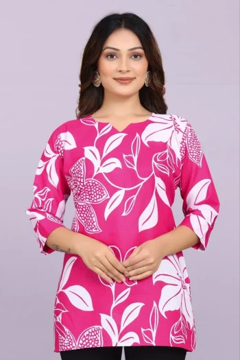 FANCY SLUB COTTON DIGITAL PRINT WORK ONLY TOP PINK