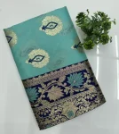 2LATEST BANARASI SILK FLOWERS AND MINA & ZARI WEAVING RICH PALLU WITH UNIQUE BORDER WORK SAREE WITH UNSTITCHED BLOUSE FESTIVE WEAR WHOLESALE PRICE ETHNIC GARMENT (4)