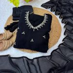 2LATEST GEORGETTE HAND EMBROIDERY, REAL MIRROR KASAB JARI WORK GOWN BOTTOM WITH DUPATTA FESTIVE WEAR WHOLESALE PRICE ETHNIC GARMENT (20)
