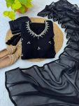 2LATEST GEORGETTE HAND EMBROIDERY, REAL MIRROR KASAB JARI WORK GOWN BOTTOM WITH DUPATTA FESTIVE WEAR WHOLESALE PRICE ETHNIC GARMENT (20)
